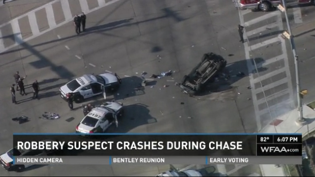 Bank Robbery Suspect Crashes Car During Police Chase | Wfaa.com