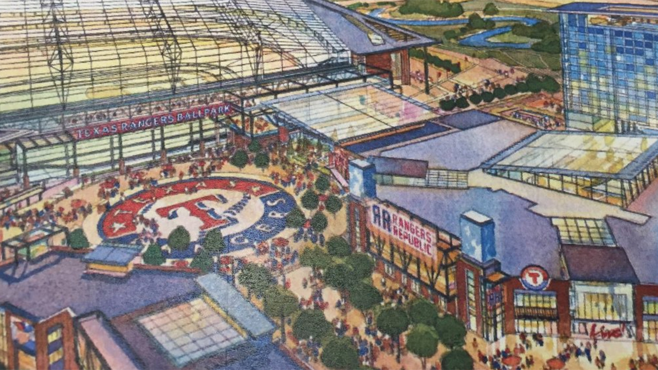 Renderings of new Texas Rangers ballpark