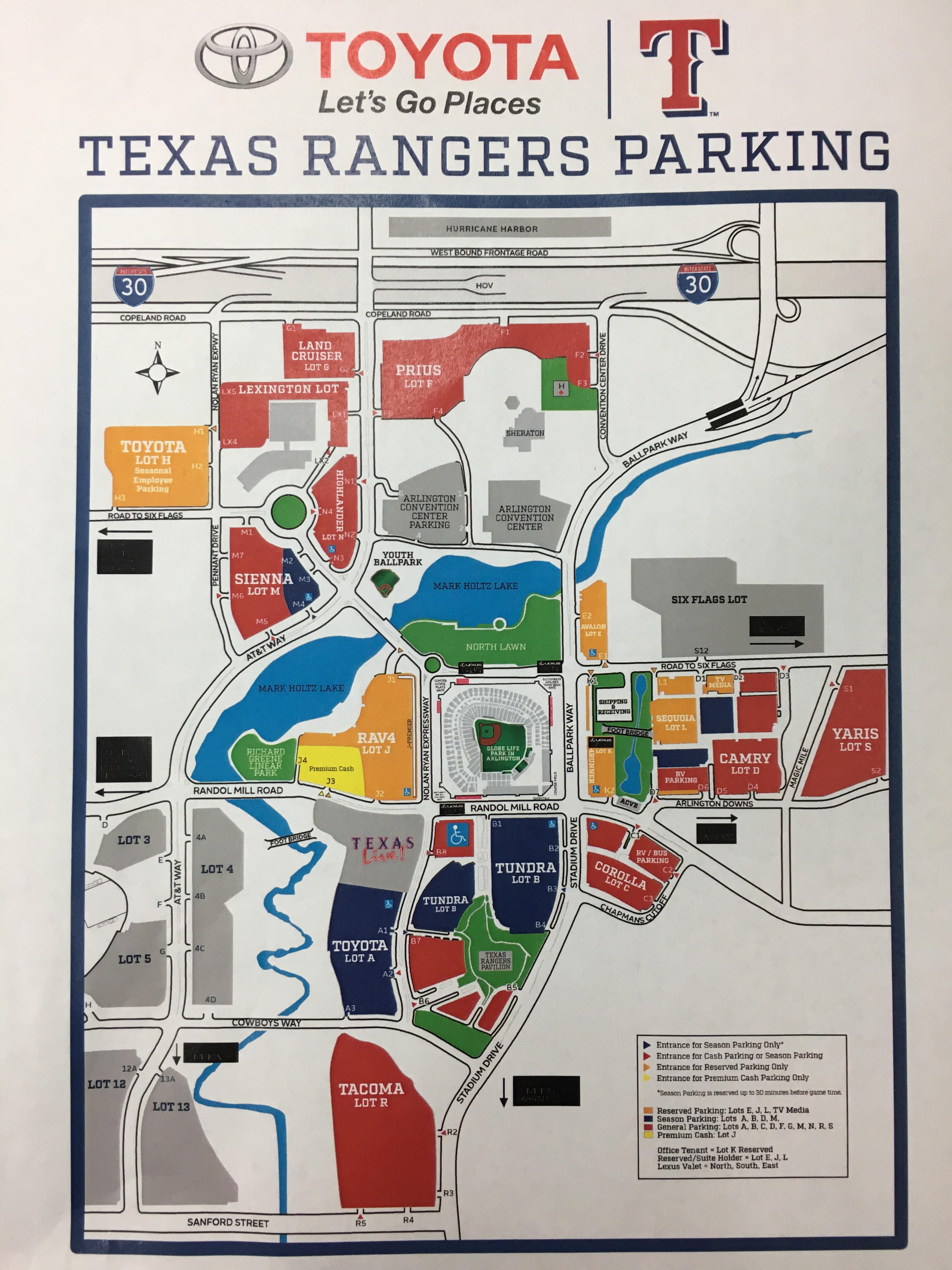 Texas Rangers Ballpark Parking Map United States Map