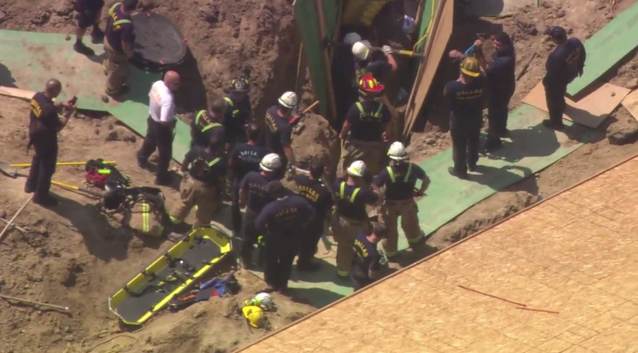 Construction worker rescued from collapsed trench | wfaa.com