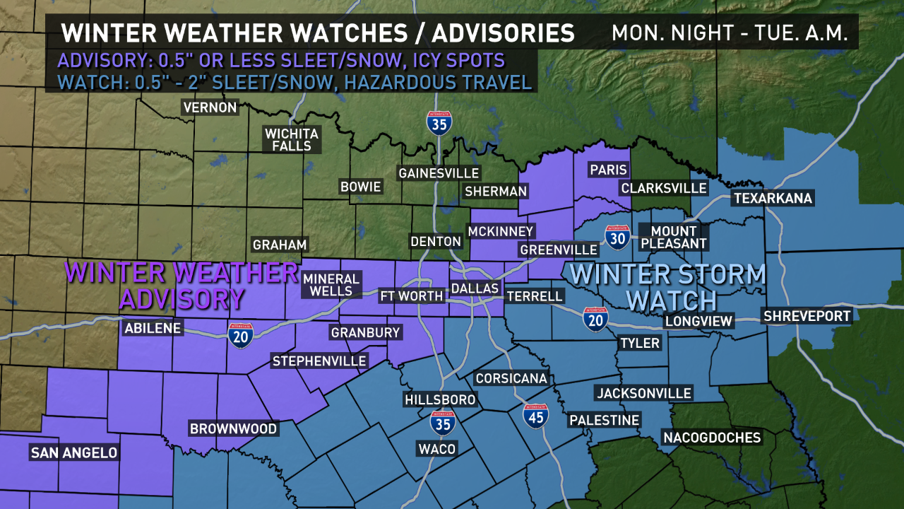 Wintry weather heading to North Texas