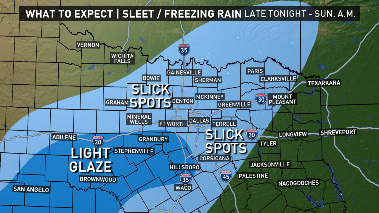 Watch for potential slick spots on North Texas roads overnight | wfaa.com