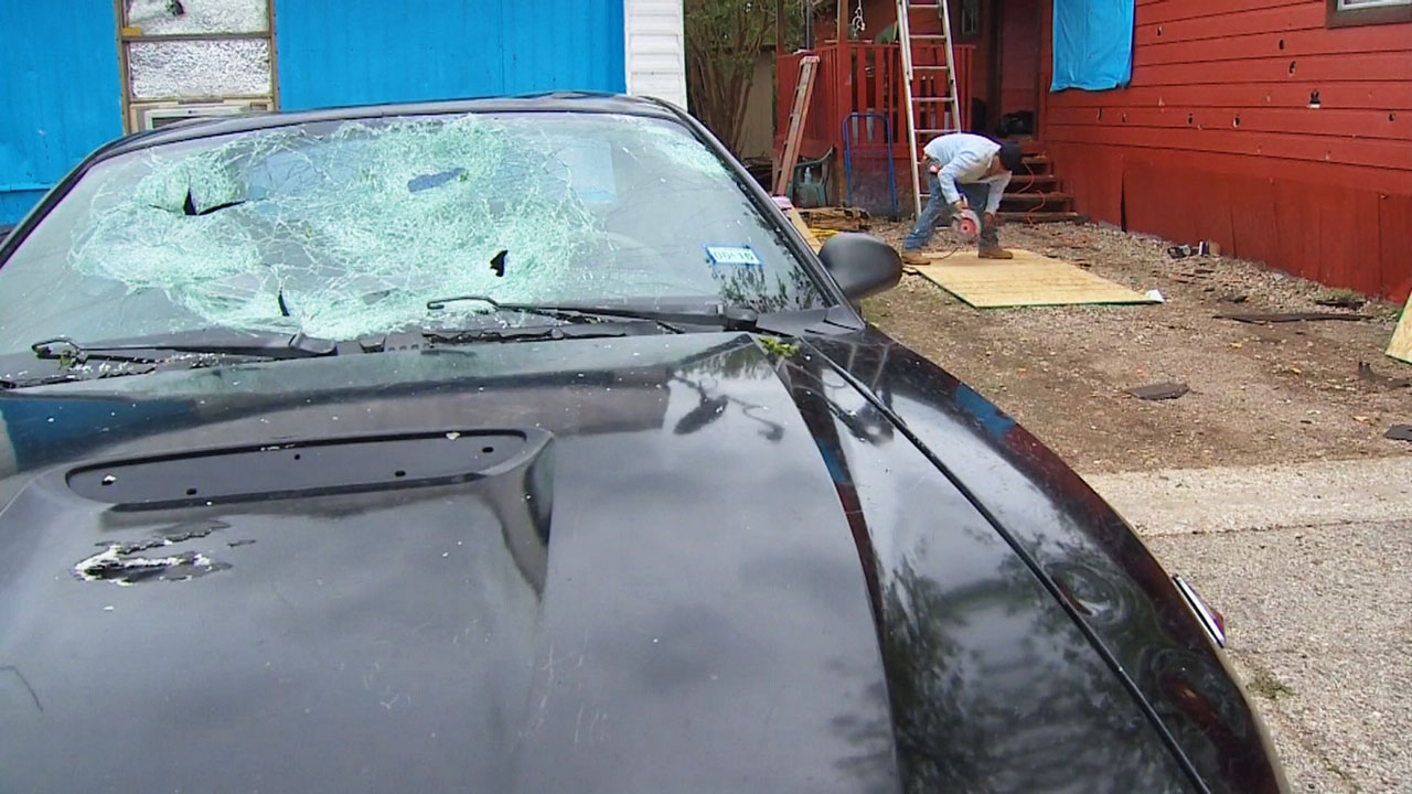 Dash cam video in Wylie captures hail bashing windshields | khou.com